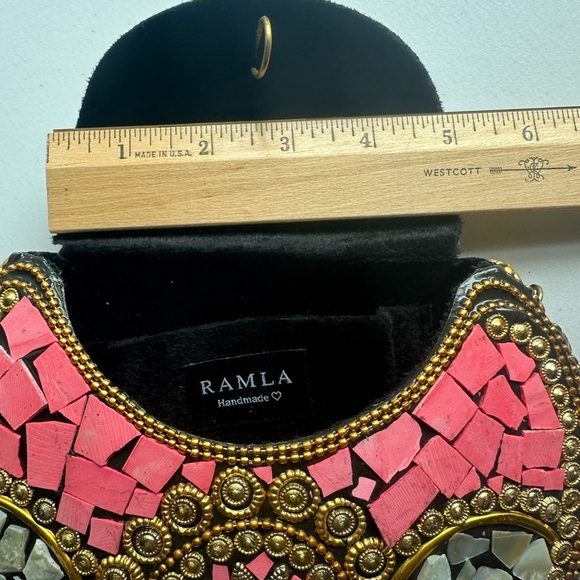 Ramla Beverly Hills Crossbody Clutch Pink Handmade Tiled Bag NWOT - Picture 7 of 10